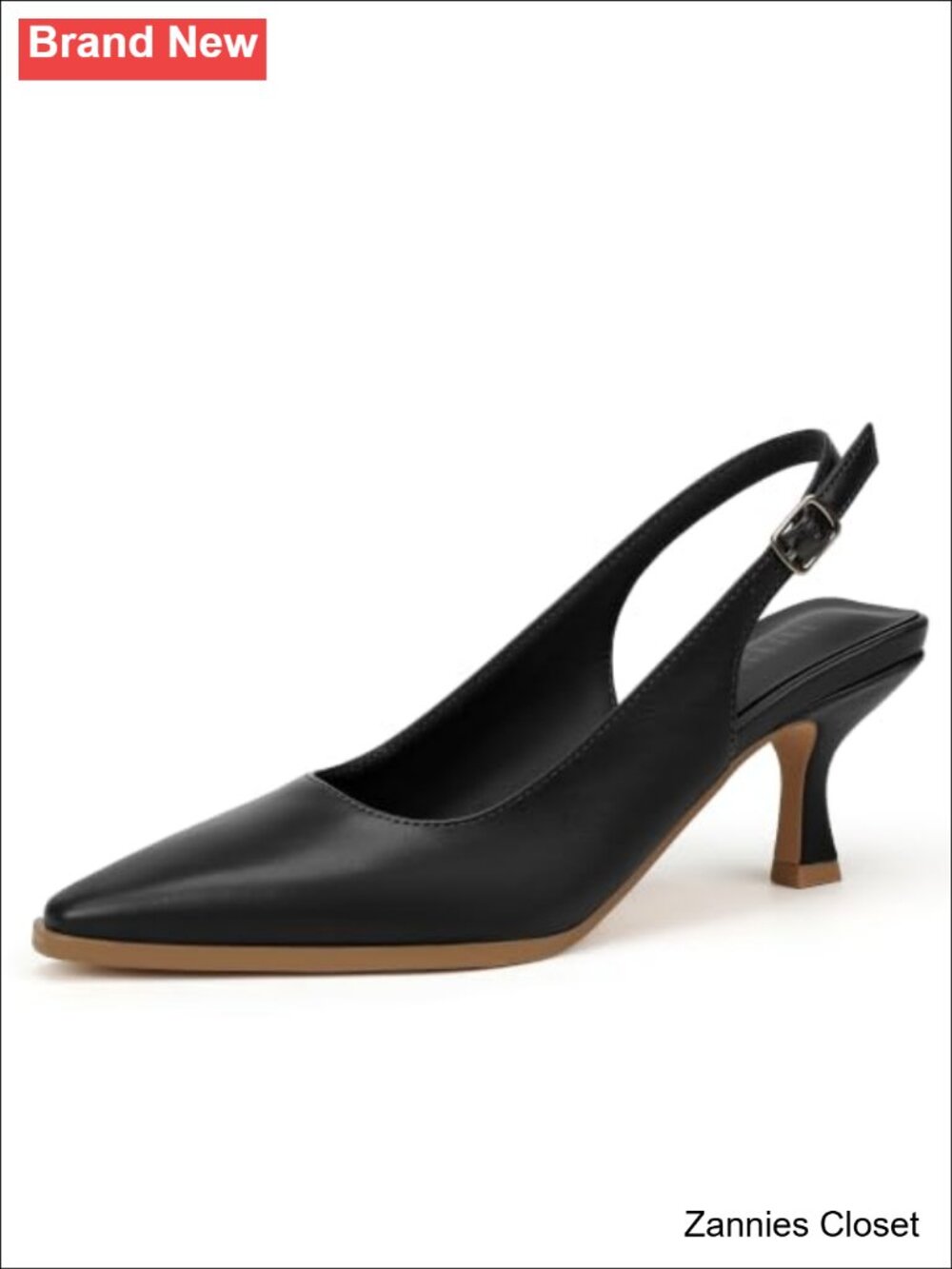 ✨ IDIFU Women's Slingback Kitten Heels Backless Square Toe Dress Pumps